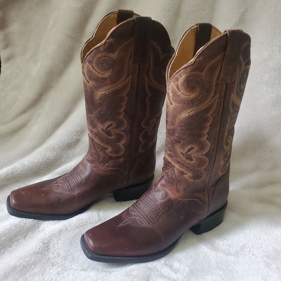J.B. Dillon Western Cowgiel Boots Sz 9 B Brown - Picture 1 of 8